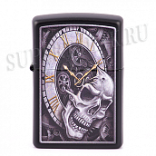  Zippo 29854 - Skull Clock Design - Black Matte